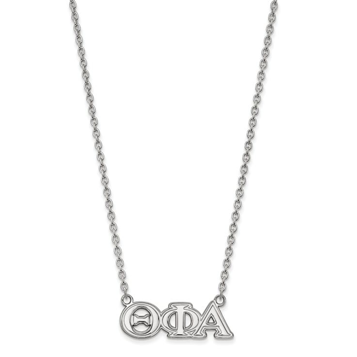 Rhodium Over Sterling Silver LogoArt Theta Phi Alpha Medium Pendant Necklace