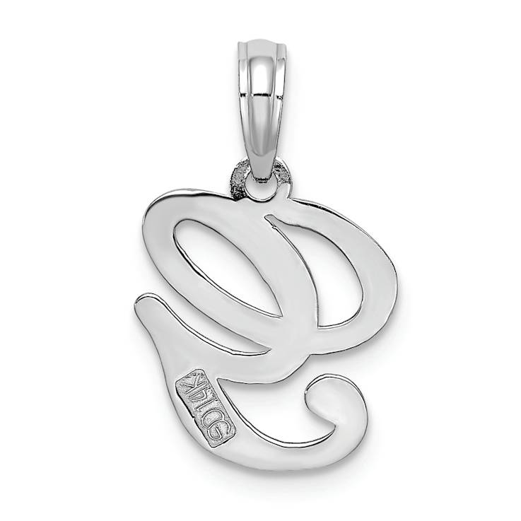 Rhodium Over 14k White Gold Polished Script Letter G Initial Pendant