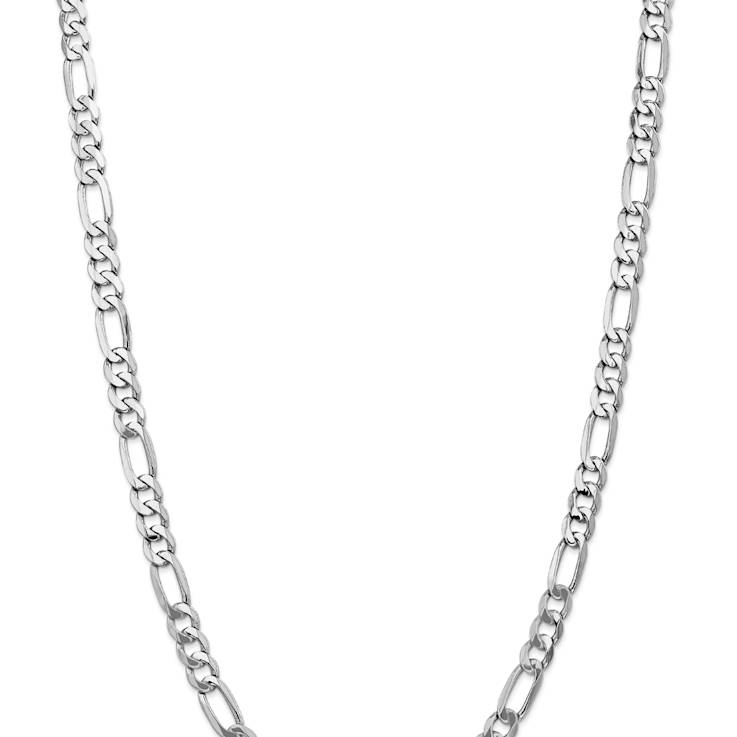 Rhodium Over 14k White Gold 7mm Solid Flat Figaro 20 Inch Chain