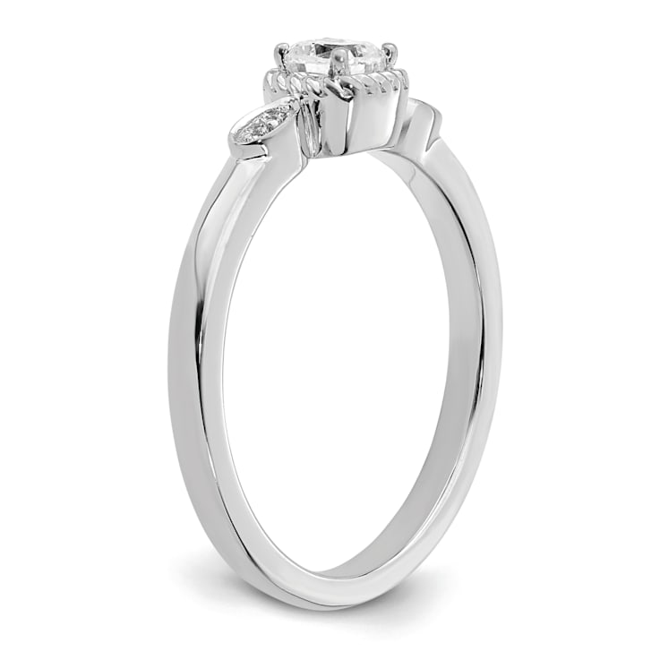 Rhodium Over 14K Gold Petite Rope Edge Cushion Diamond Ring 0.24ctw