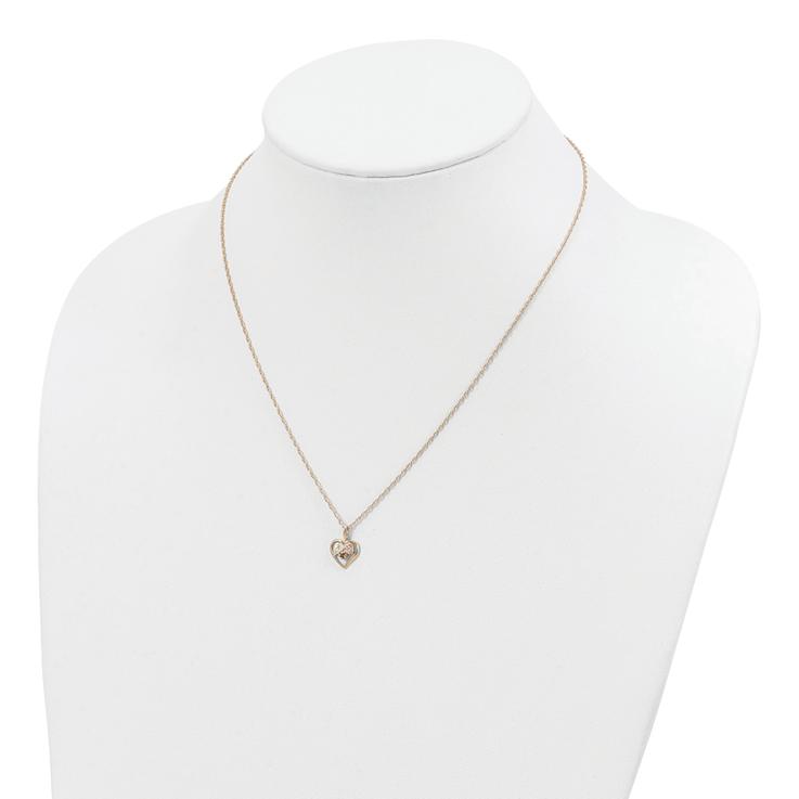 10k Yellow Gold  12k Rose Gold and 12k Green Gold Accent Heart Garnet
Pendant  18 Inch Chain