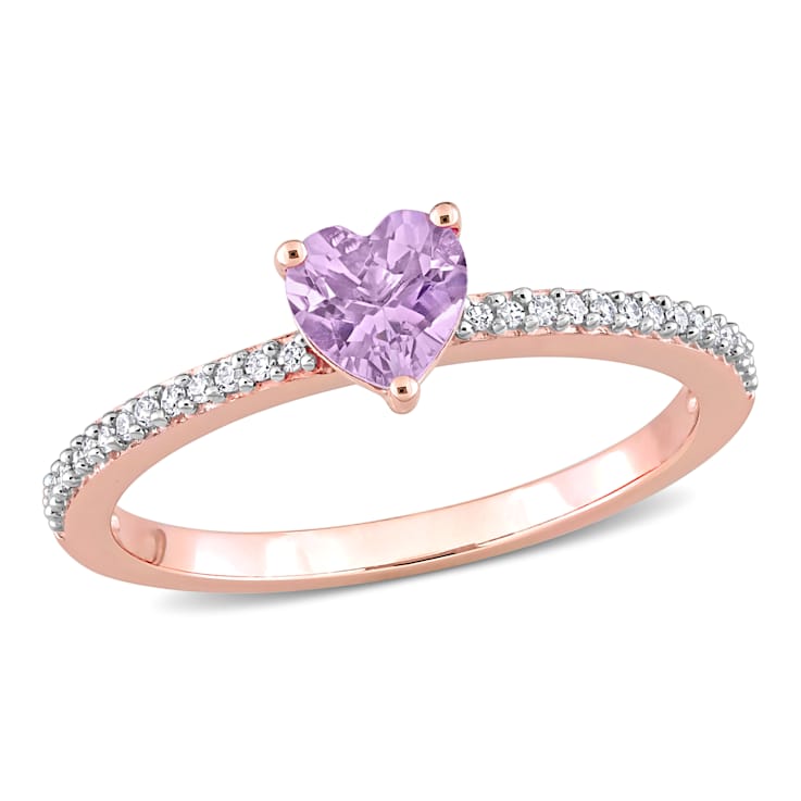 Rose de France and Diamond 10K Rose Gold Ring 0.48ctw