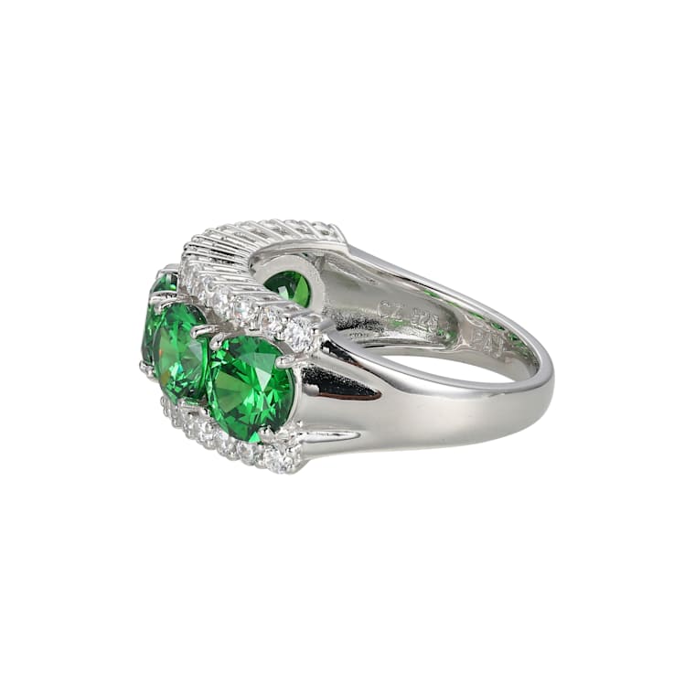 Green And White Cubic Zirconia Platinum Over Sterling Silver Ring 7.44ctw