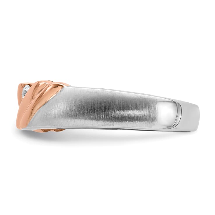 14K Two-tone Rose and White Gold Lab Grown Diamond Men's Band