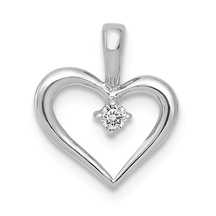 Rhodium Over 14k White Gold Diamond Heart Pendant