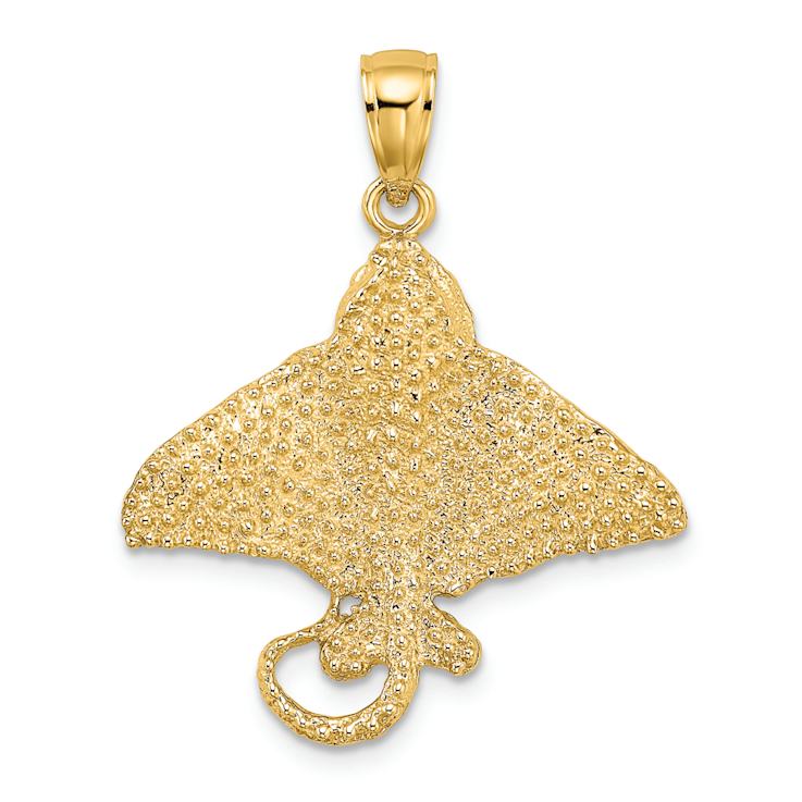 14k Yellow Gold Textured Spotted Eagle Ray Charm