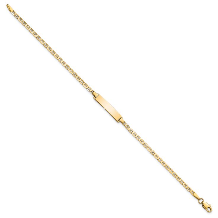 10k Yellow Gold Flat Mariner Link ID Bracelet