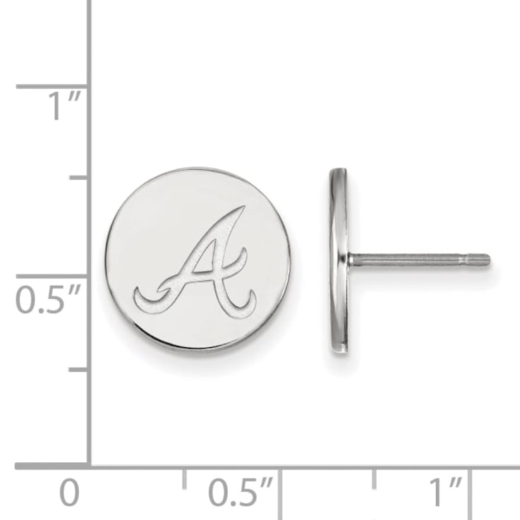 Rhodium Over Sterling Silver MLB LogoArt Atlanta Braves Post Earrings
