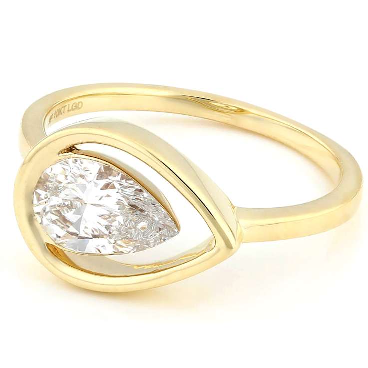 Timeless Lab-Grown Floating Pear Diamond Solitaire Ring In 10K Gold