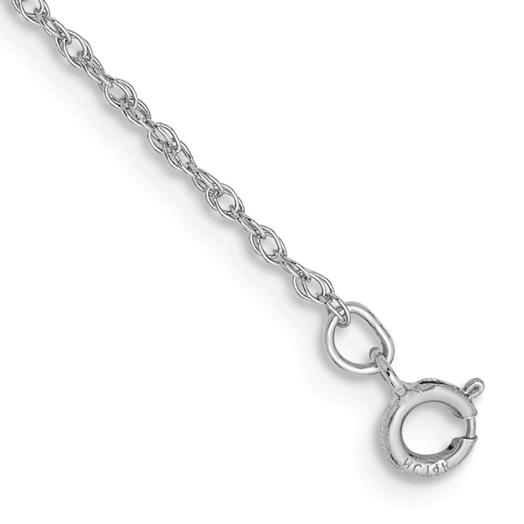 Rhodium Over 14k White Gold 0.8mm Polished Baby Rope Link Bracelet