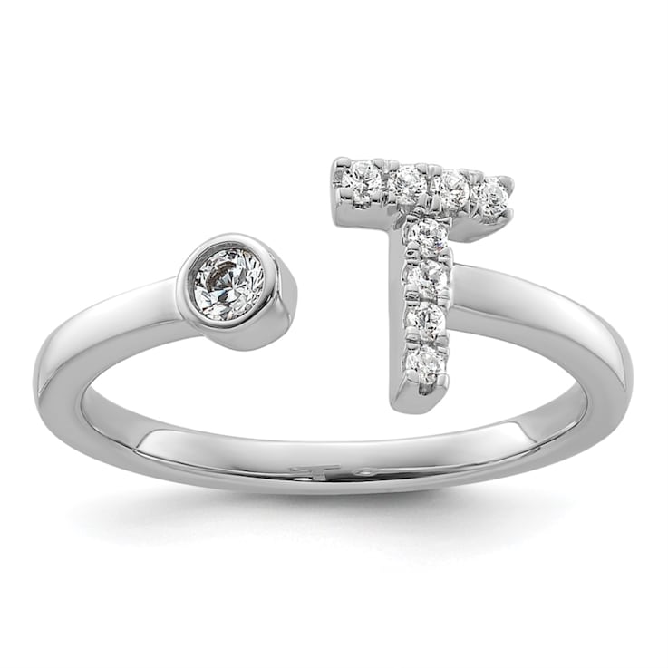 Rhodium Over 14K White Gold Lab Grown Diamond VS/SI GH, Initial T
Adjustable Ring