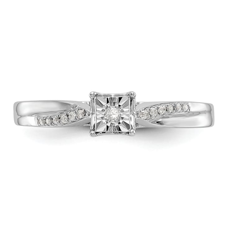 Rhodium Over 14K White Gold First Promise Diamond Promise/Engagement
Ring 0.05ctw
