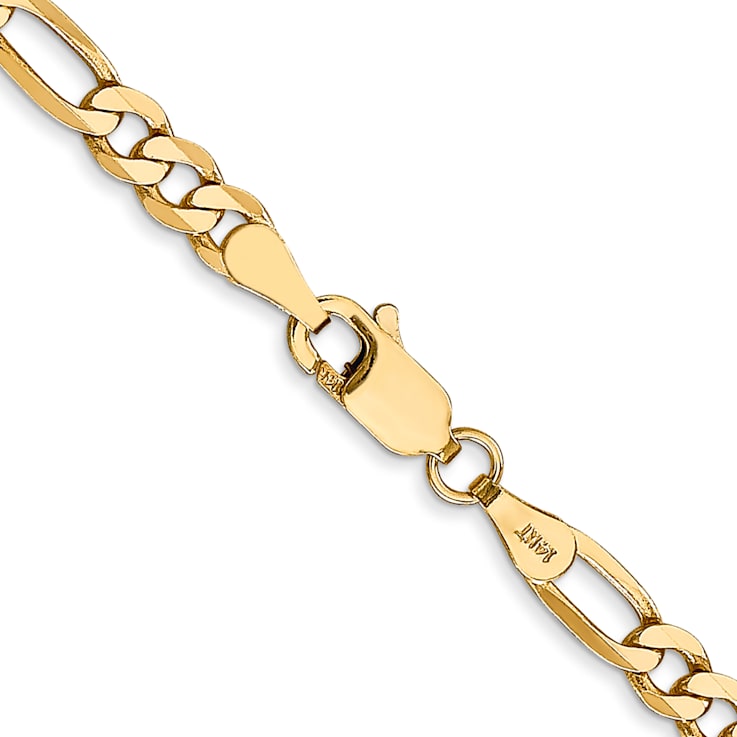 14K Yellow Gold 4mm Flat Figaro Chain Necklace
