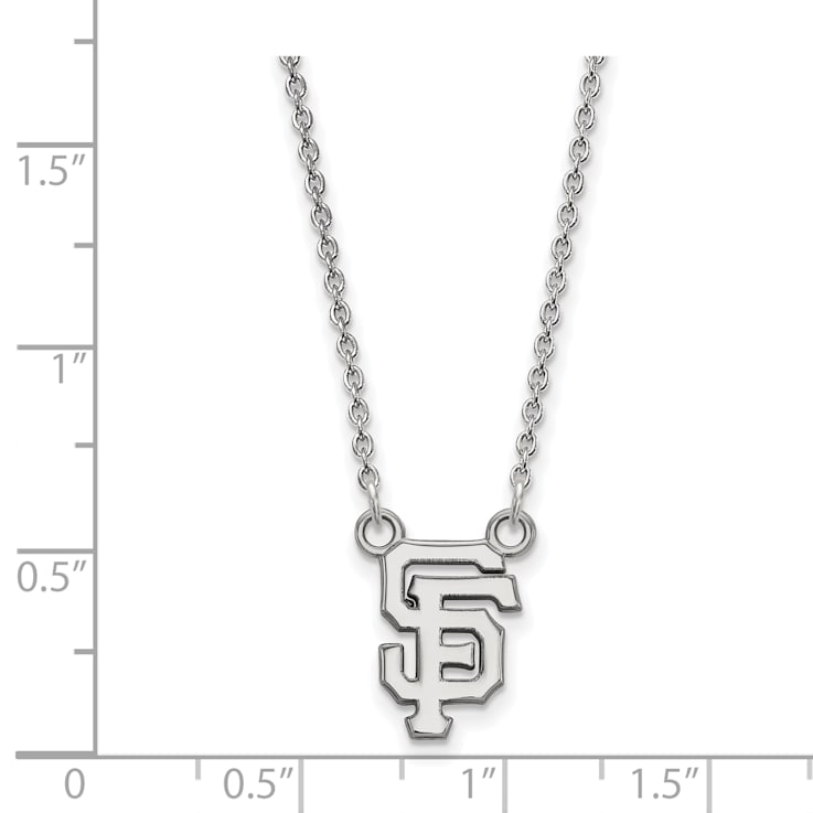 Rhodium Over Sterling Silver MLB LogoArt San Francisco Giants Pendant Necklace