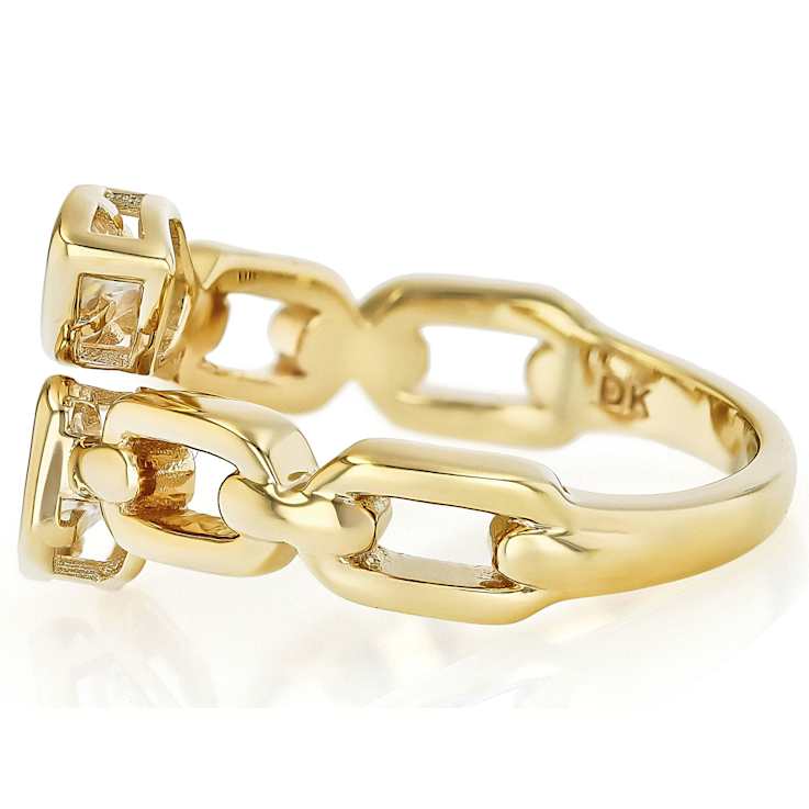 Contemporary Emerald And Pear Cut Moissanite Bypass Ring In 14K Gold
Over Sterling Silver