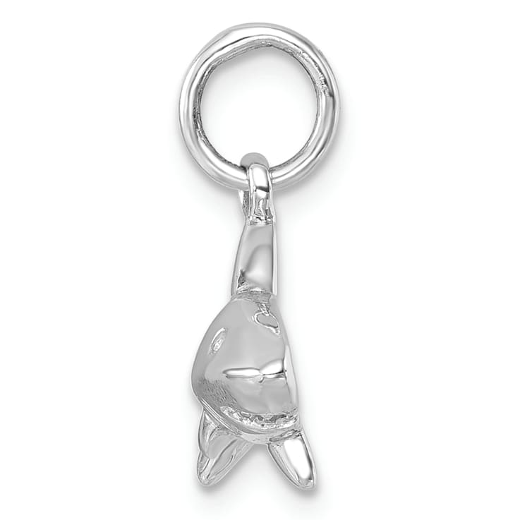 Rhodium Over Sterling Silver Polished Shark Pendant