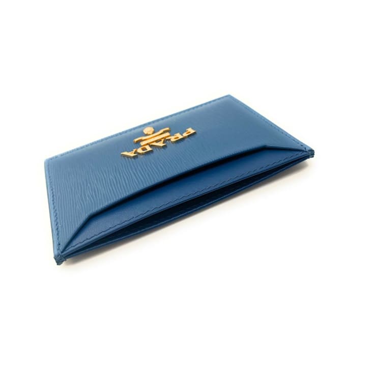 Prada Vitello Move Cobalt Blue Leather Small Card Case