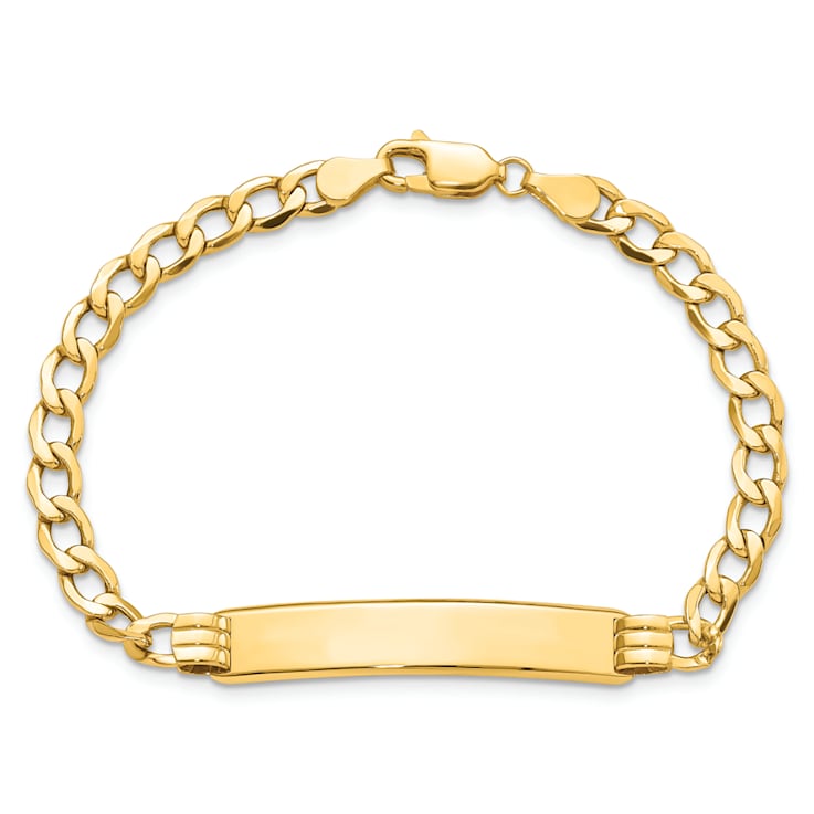 14k Yellow Gold Polished Cuban ID Bracelet