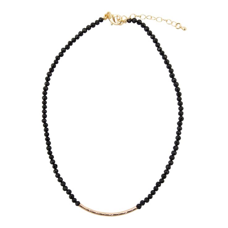 Barse Onyx Bar Necklace In 18K Gold Over Brass