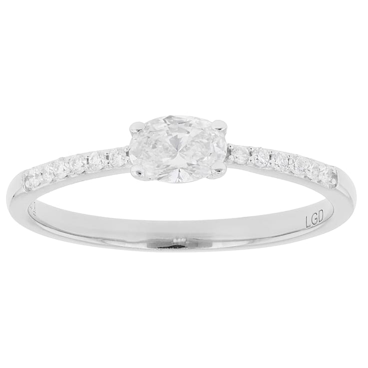 Oval And Round Lab-Grown Diamond Band Ring In Sterling Silver 0.40ctw