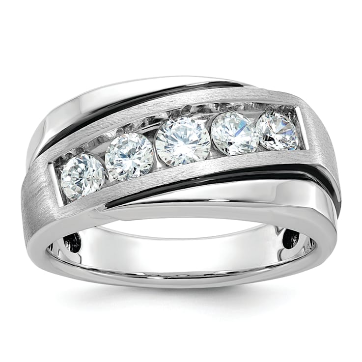 Rhodium Over 10K White Gold with Black Rhodium Men's Polished and Satin
A Diamond Ring 1.01ctw