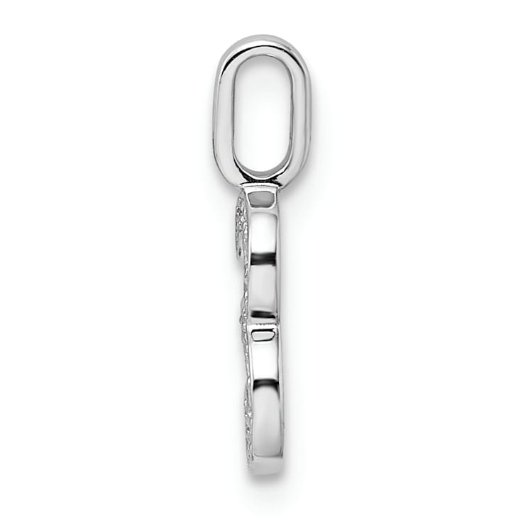 Rhodium Over 14k White Gold Diamond Number 3 Pendant