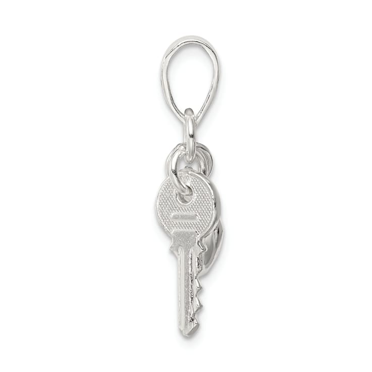 Sterling Silver Textured Heart with Key Charm