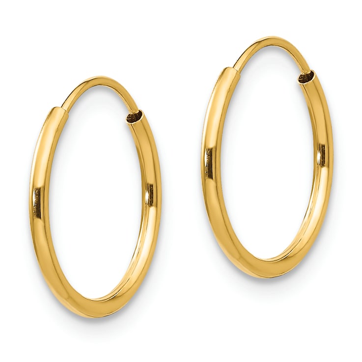14K Yellow Gold Endless Hoop Earrings