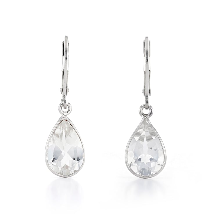 White Topaz Rhodium Over Sterling Silver Earrings 5.00ctw