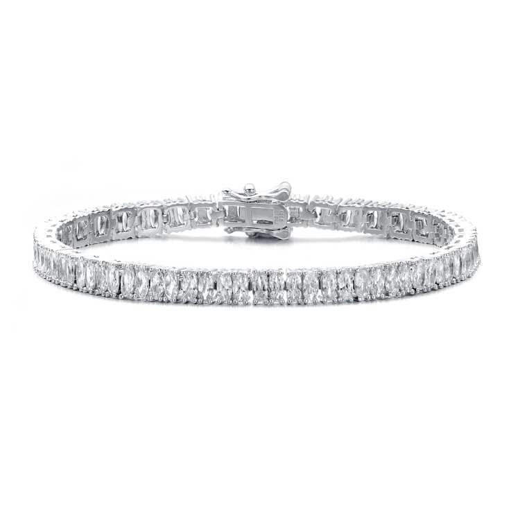 CZ Tennis Bracelet In White Rhodium Over Brass