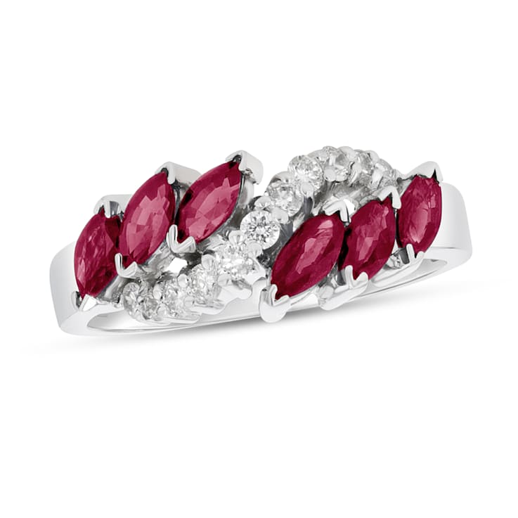 1.25ctw Marquise Ruby and Diamond Ring in 14k White Gold