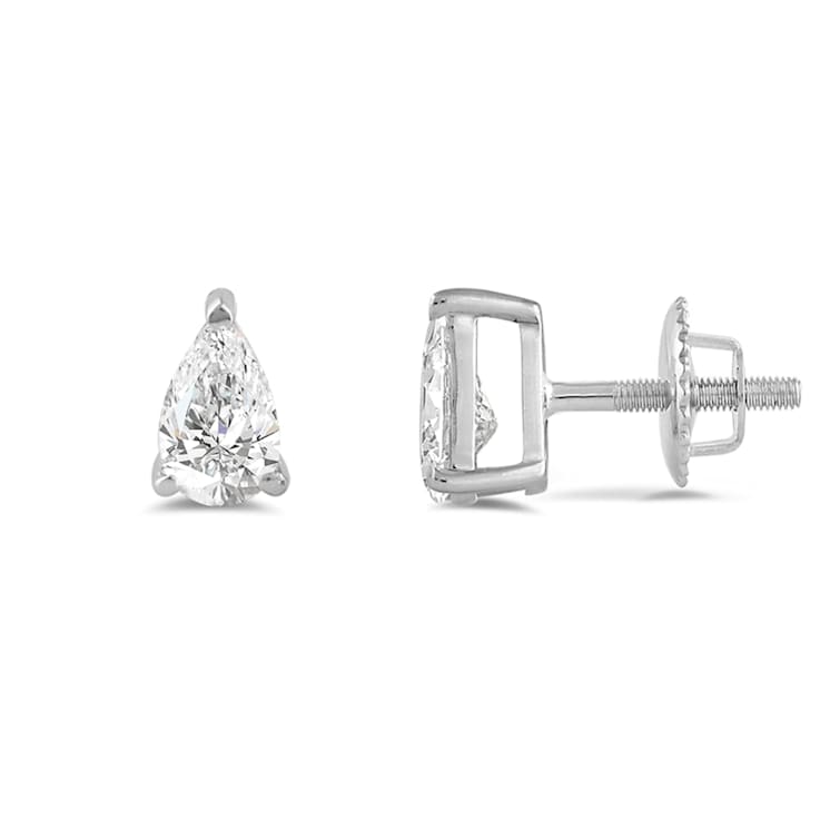 White Cubic Zirconia 14k White Gold Studs With Velvet Gift Box 0.50ctw