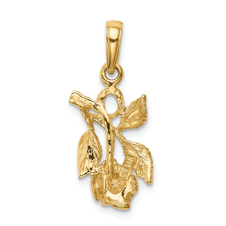 14k Yellow Gold Textured Rose Pendant