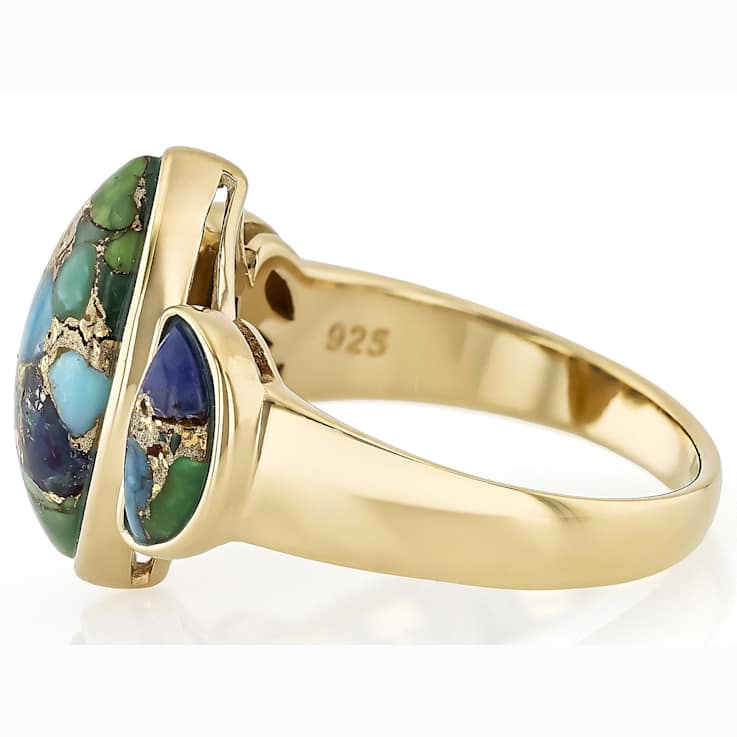 Mohave Turquoise Cocktail Ring In 18K Gold Over Sterling Silver