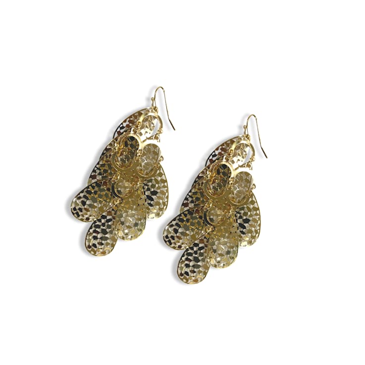 Gold Tone Filigree Drop Cluster Earring