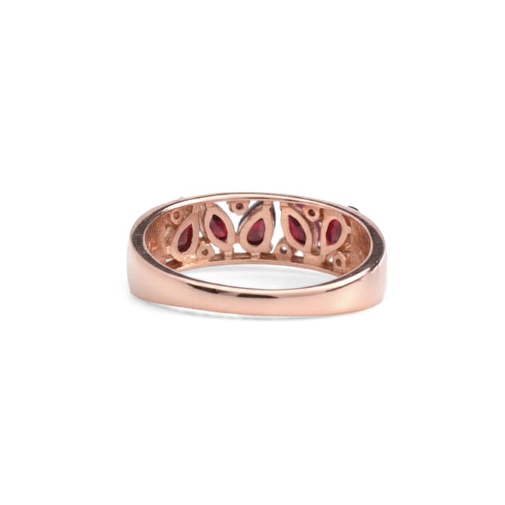 Red Garnet and White Topaz 14K Rose Gold Over Sterling Silver Ring