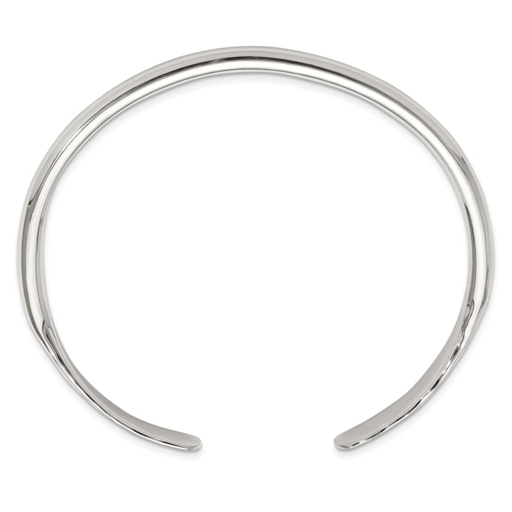 Sterling Silver Polished with Hammered Ends Cuff Bracelet