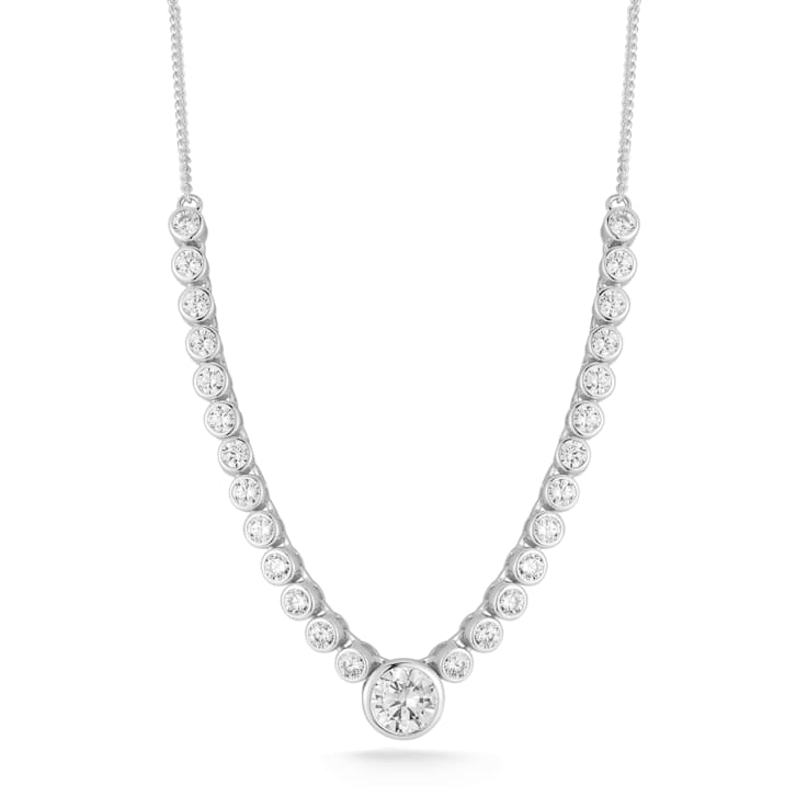 Rachel Zoe CZ Tennis Necklace with Round Center Stone in Rhodium Over
Sterling Silver