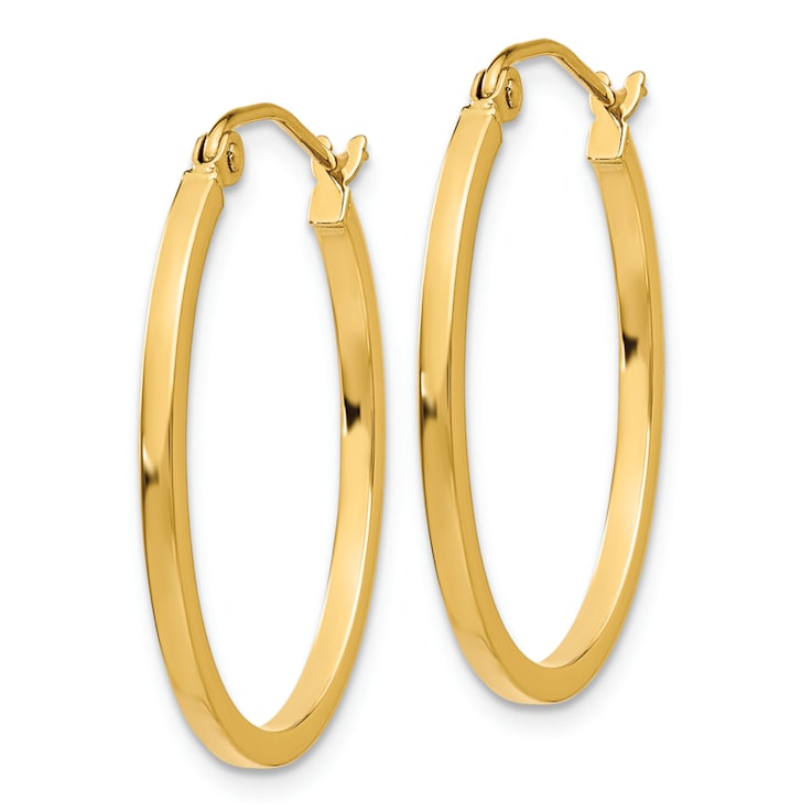 14k Yellow Gold 11/16" Fancy Oval Hoop Earrings