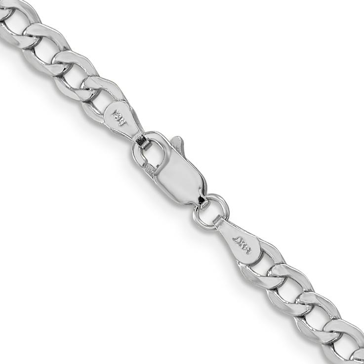 14k White Gold 4.3mm Semi-Solid Curb Link Chain 26 inch