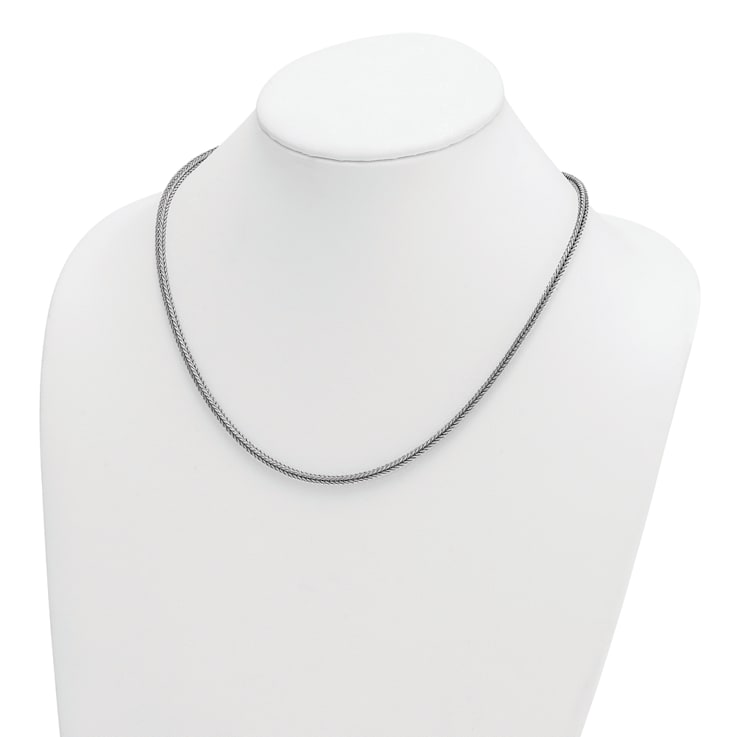 Rhodium Over Sterling Silver Polished 3.0mm Franco 30 Inch Chain