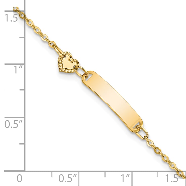 14K Yellow Gold Polished ID with Heart Childrens Bracelet