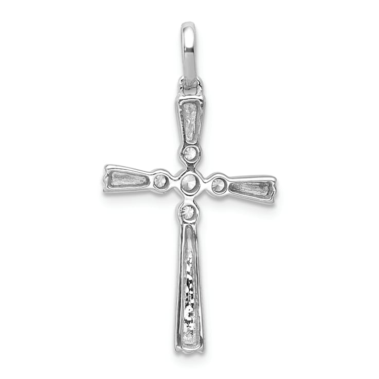 Rhodium Over 14K White Gold 1/15ct. Diamond Cross Pendant