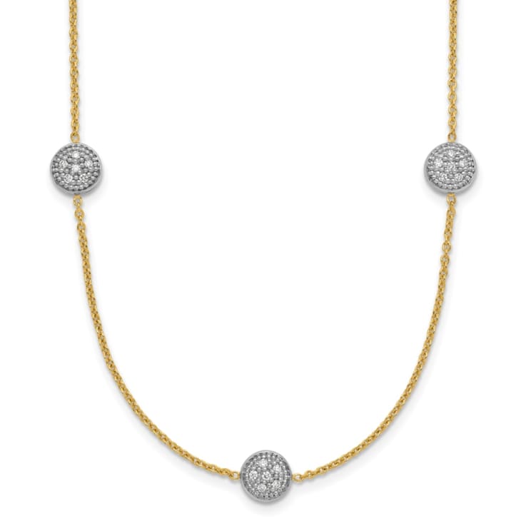 18K Two-tone Diamond Circles 18 Inch Necklace