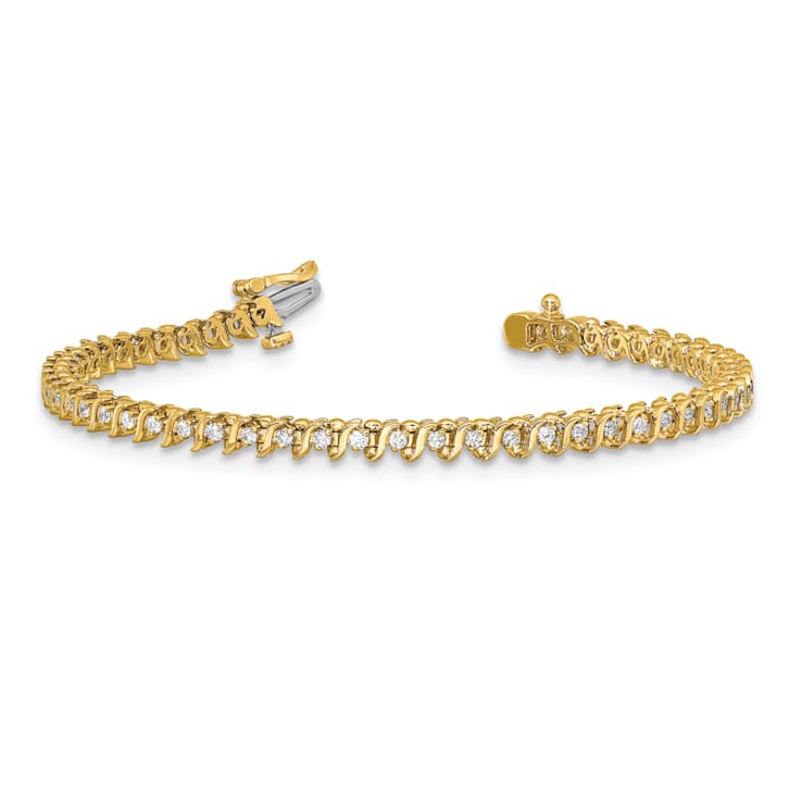 14K Two-tone Gold I1/G-H Diamond Tennis Bracelet 0.91ctw