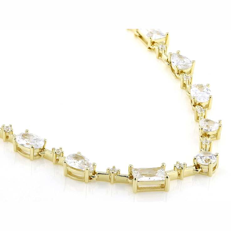 CZ Tennis Necklace In 18K Gold Over Sterling Silver