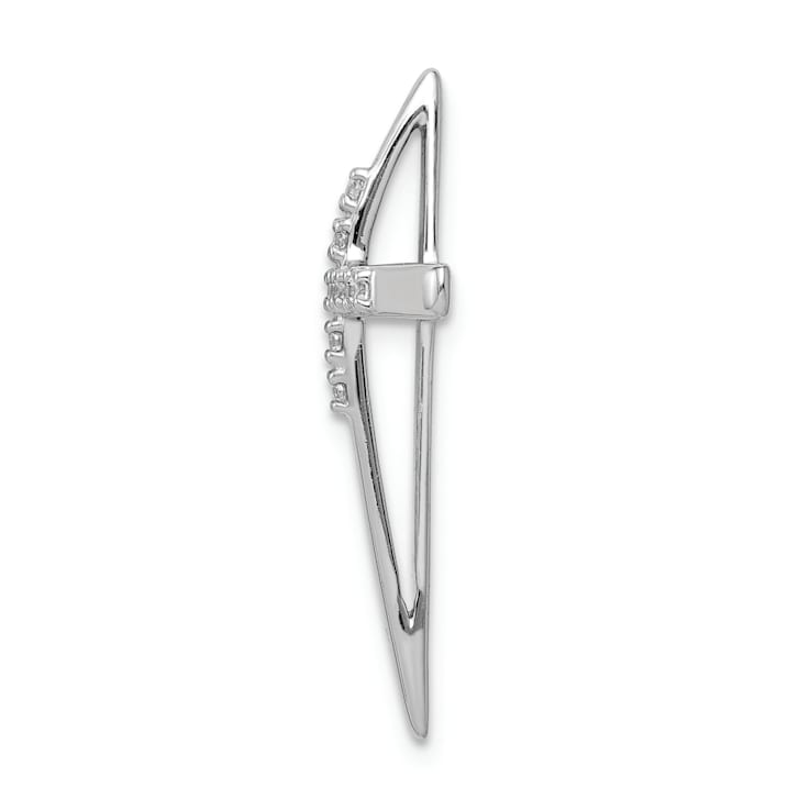 Rhodium Over 14k White Gold Diamond Cross Chain Slide