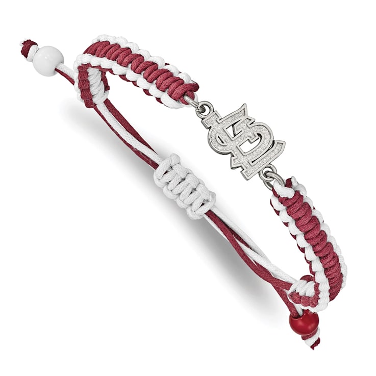 Stainless Steel MLB LogoArt St. Louis Cardinals Adjustable Cord Bracelet