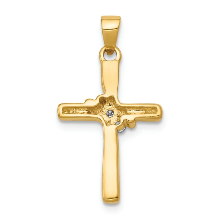 14k Yellow Gold Diamond Cross Pendant