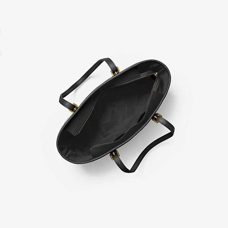 Michael Kors Jet Set Small Black Travel Saffiano Leather Top-Zip Tote Bag